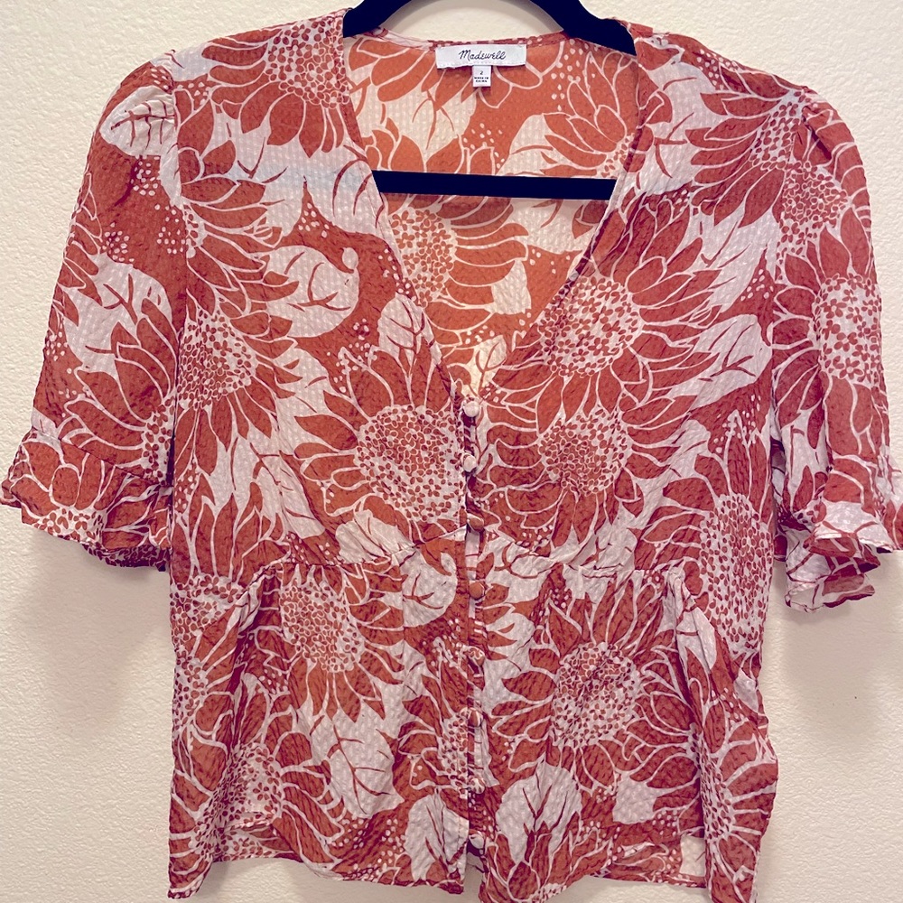 Madewell Floral Sunflower Blouse Size 2